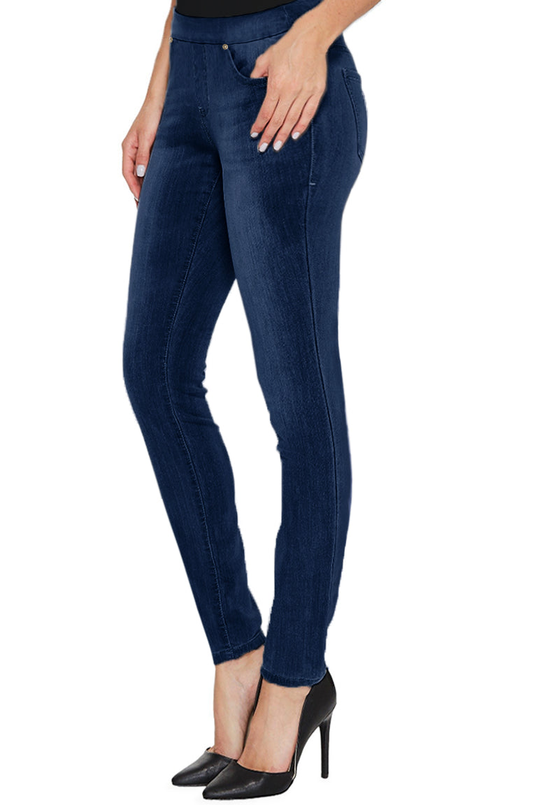 Plus Women's Slim Fit Pull On High Waist Jeans