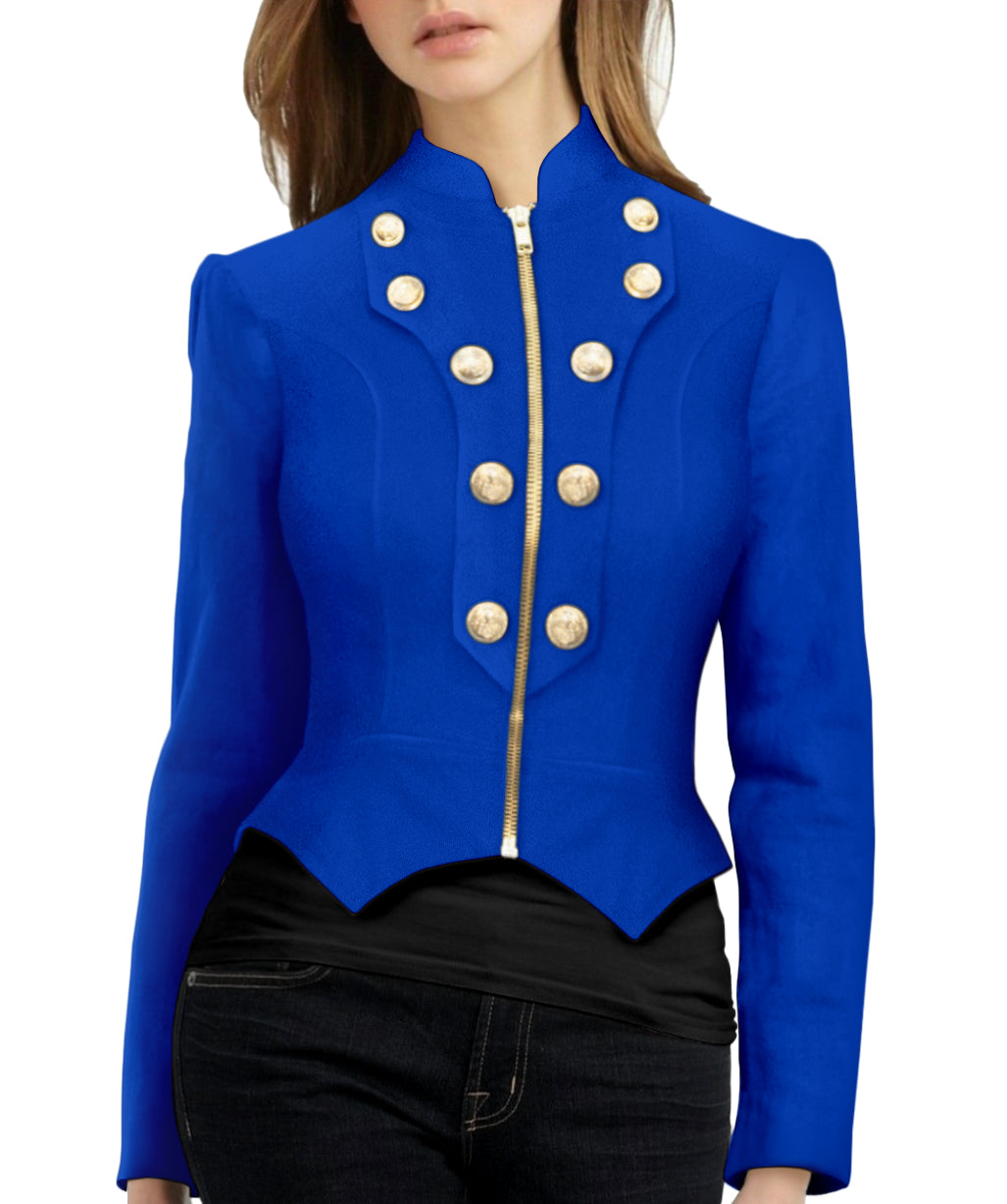 Women's Plus Stretch Zip Up Blazer Jacket