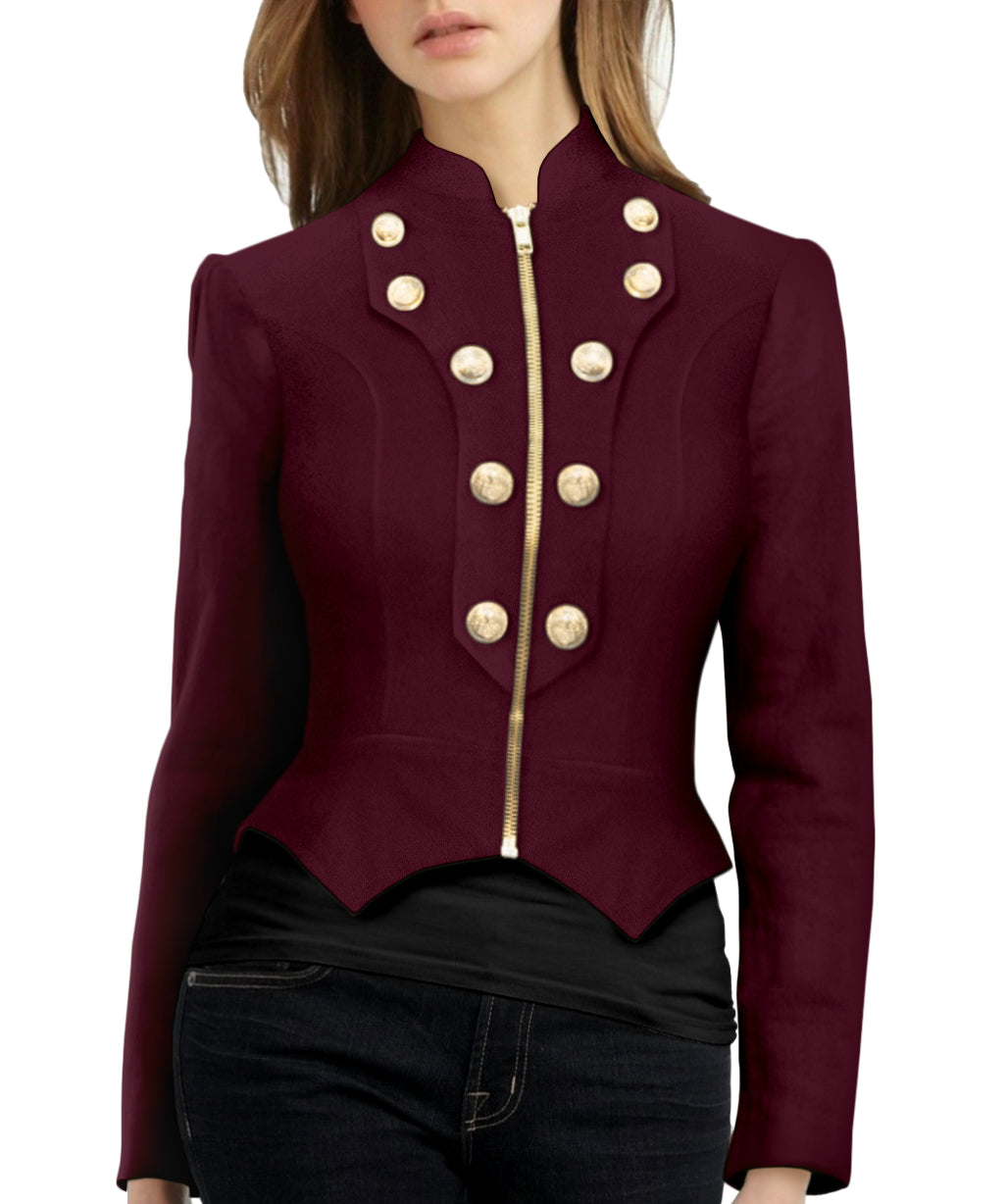 Women's Plus Stretch Zip Up Blazer Jacket
